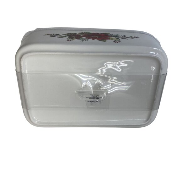 Grace Pantry Elegant Porcelain Christmas Baking Dish w/ Lid Poinsettia Design - Picture 8 of 9